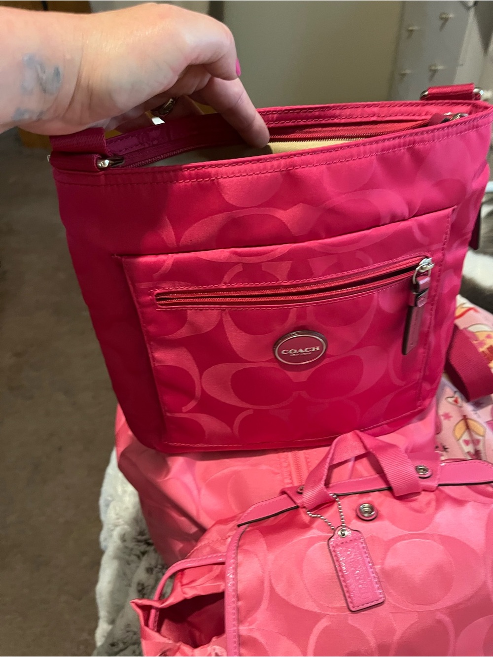Coach Fuchsia Signature Crossbody Shoulder Bag